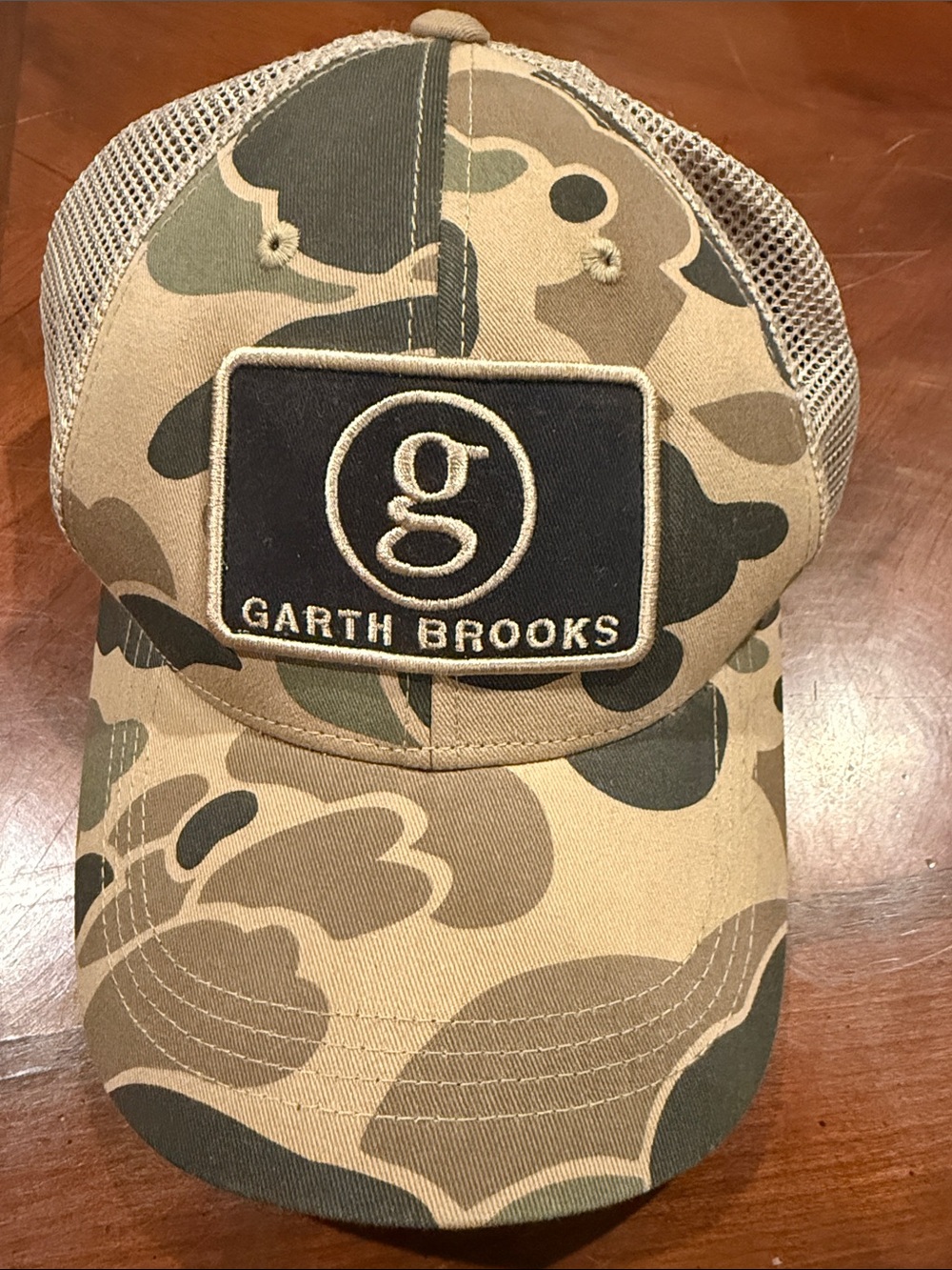 Garth Brooks Camo Mesh Trucker Hat - Tan/Green